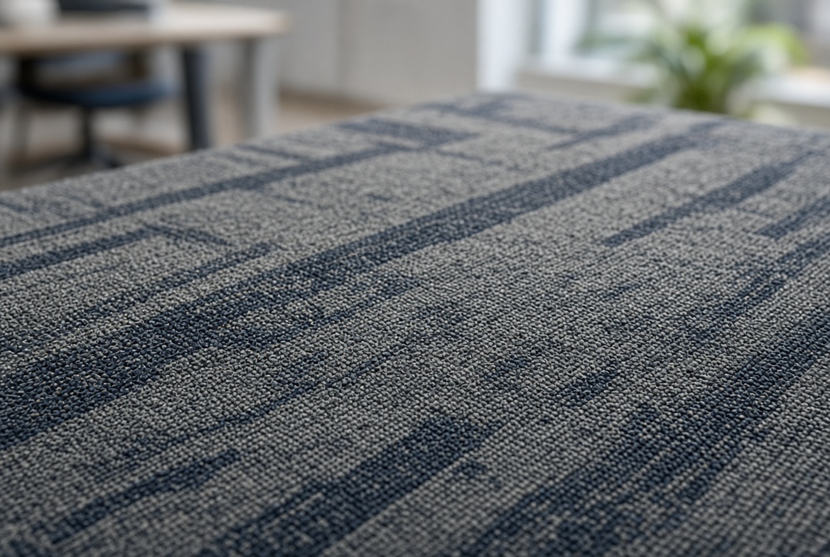 Detail tekstur dan material karpet kantor